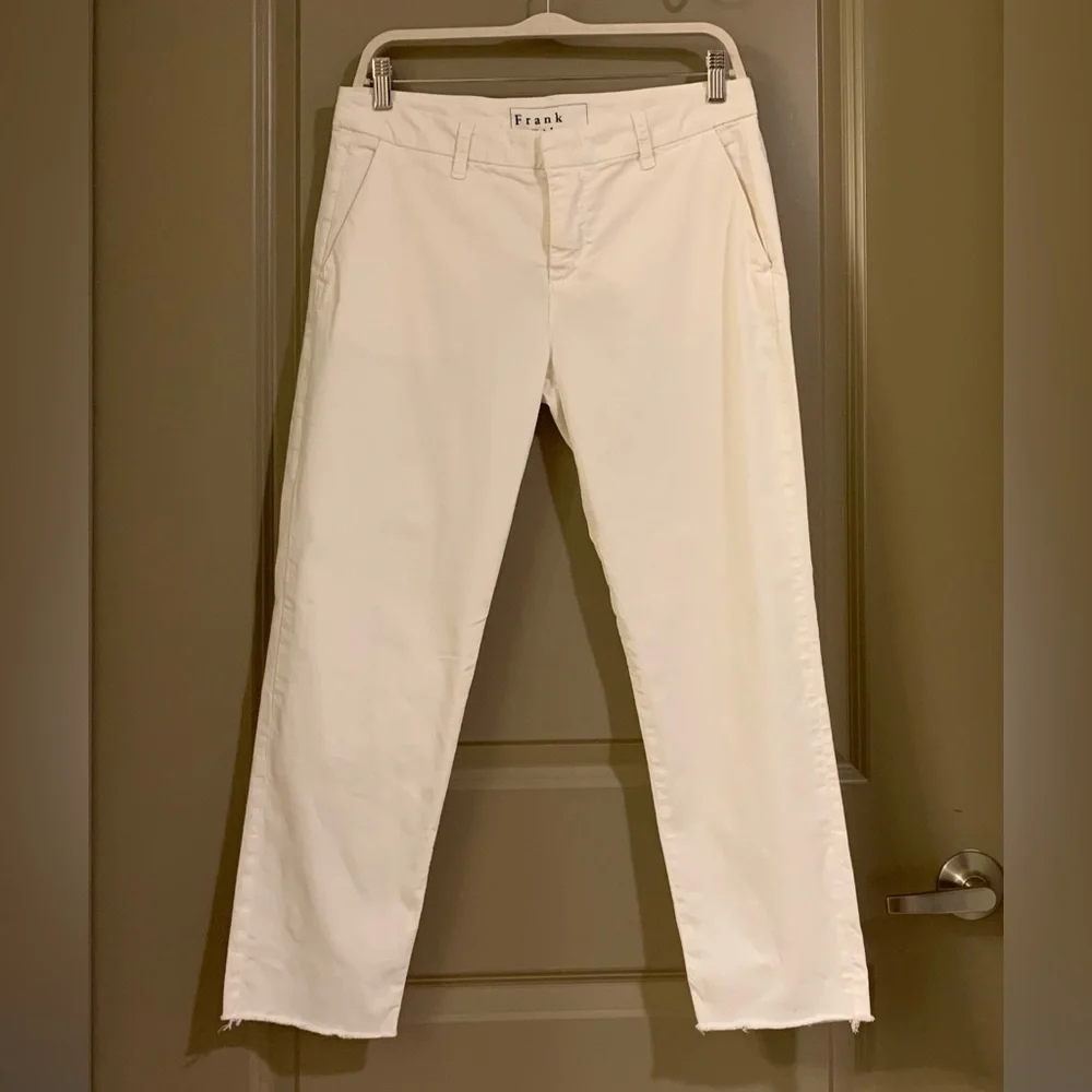 Frank & Eileen Wicklow The Italian Chino Performance Twill in White Pants Size 8 - Picture 3 of 15